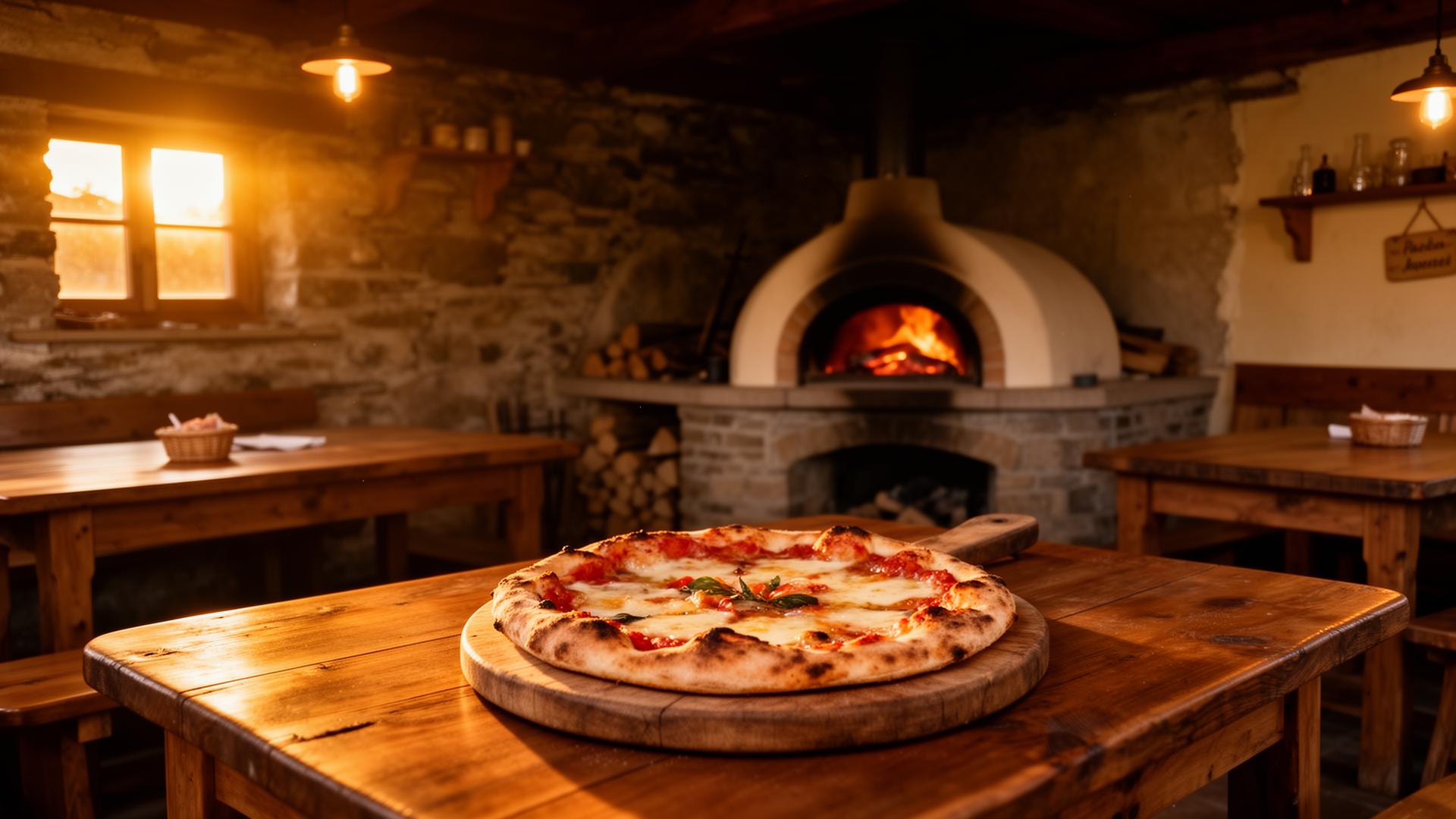 Interiér Hostinca Hornád s pecou na dreve a čerstvou pizzou